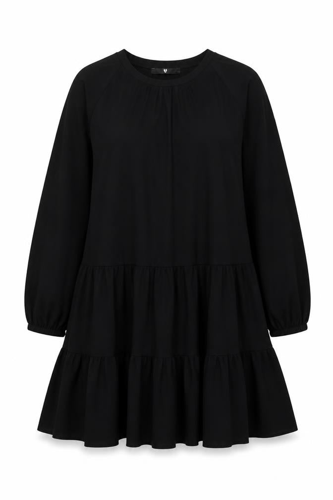 Front view of Very women’s black polyester a-line, size UK 16, round neck pullover