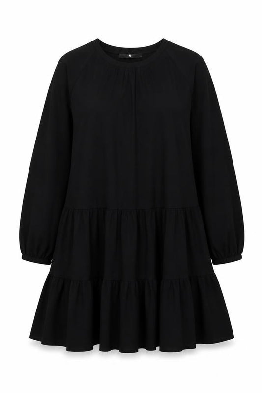 Front view of Very women’s black polyester a-line, size UK 16, round neck pullover