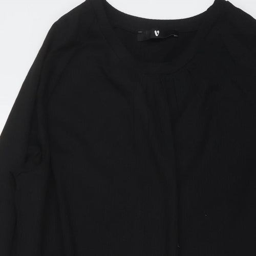 Very Womens Black Polyester A-Line Size 16 Round Neck Pullover