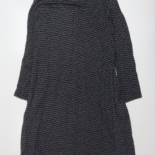 Capri Womens Grey Geometric Viscose A-Line Size 12 Scoop Neck Pullover