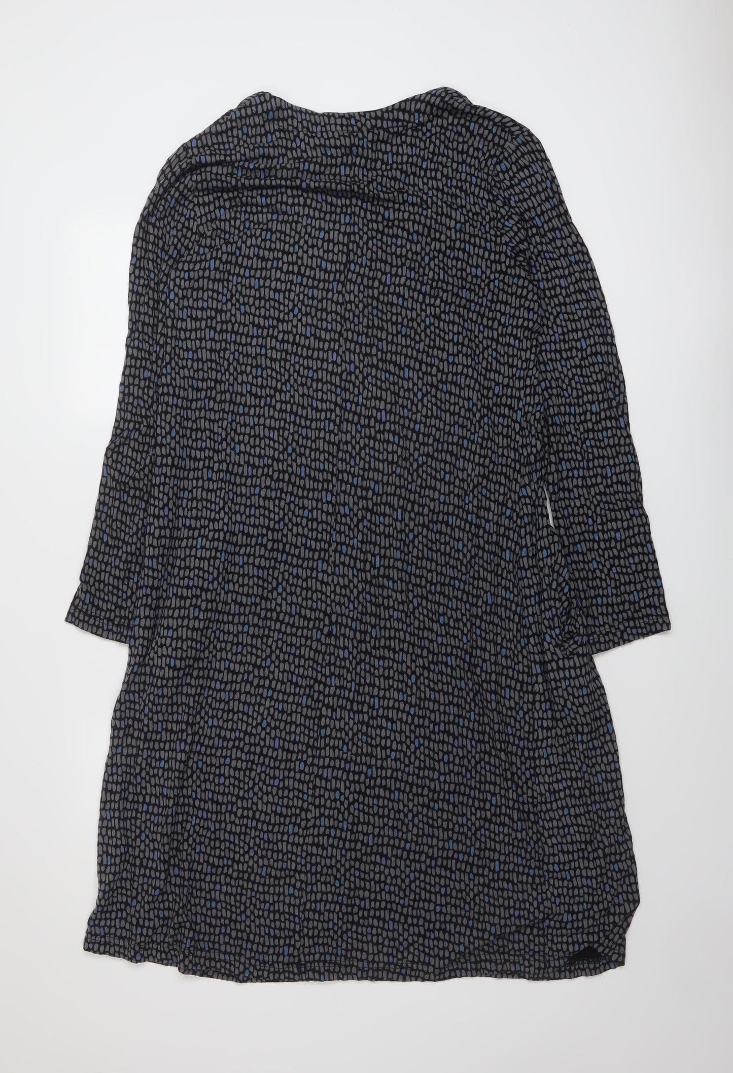 Capri Womens Grey Geometric Viscose A-Line Size 12 Scoop Neck Pullover