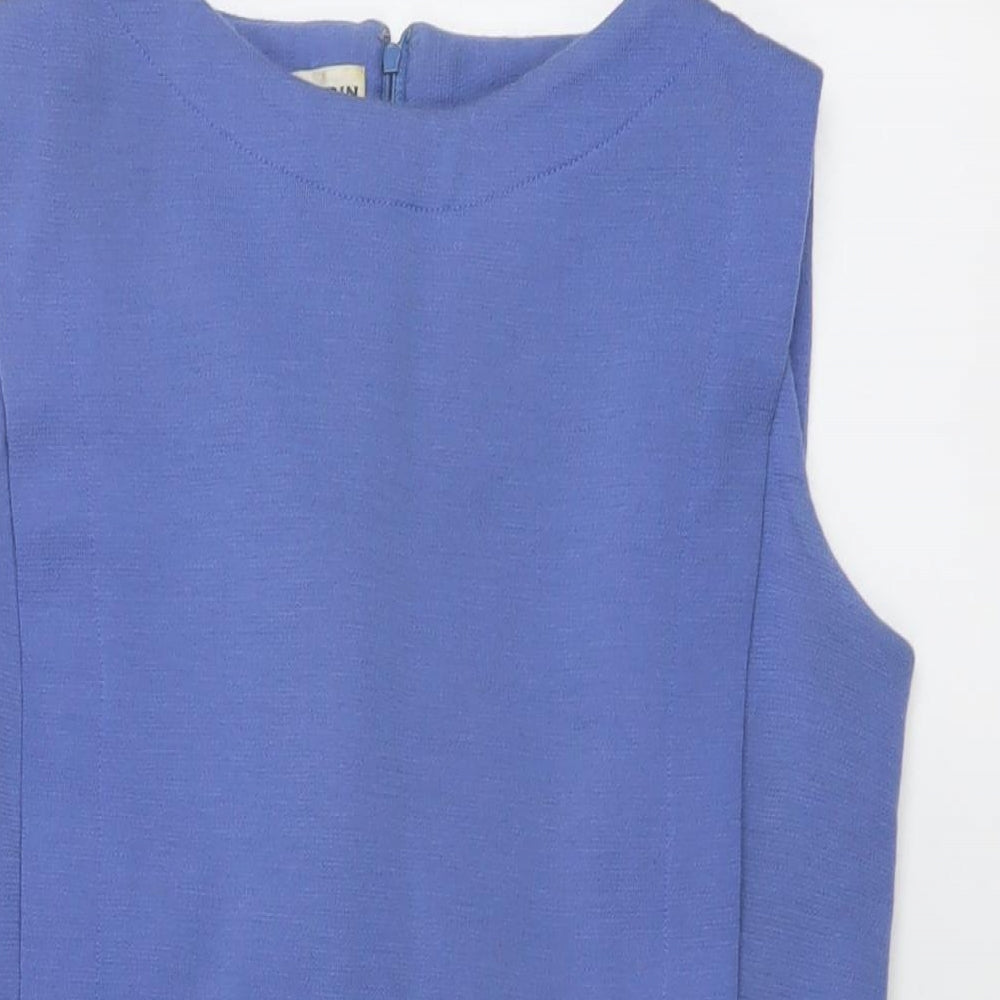 Pierre Cardin Womens Beige Wool A-Line Size 12 Round Neck Zip