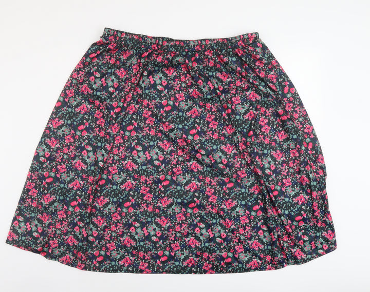 Fashion Frendly Womens Multicoloured Floral Polyester A-Line Skirt Size XL