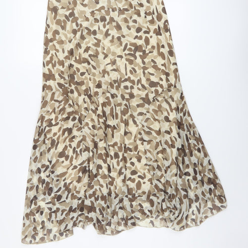 Per Una Womens Beige Geometric Polyester Flare Skirt Size 12
