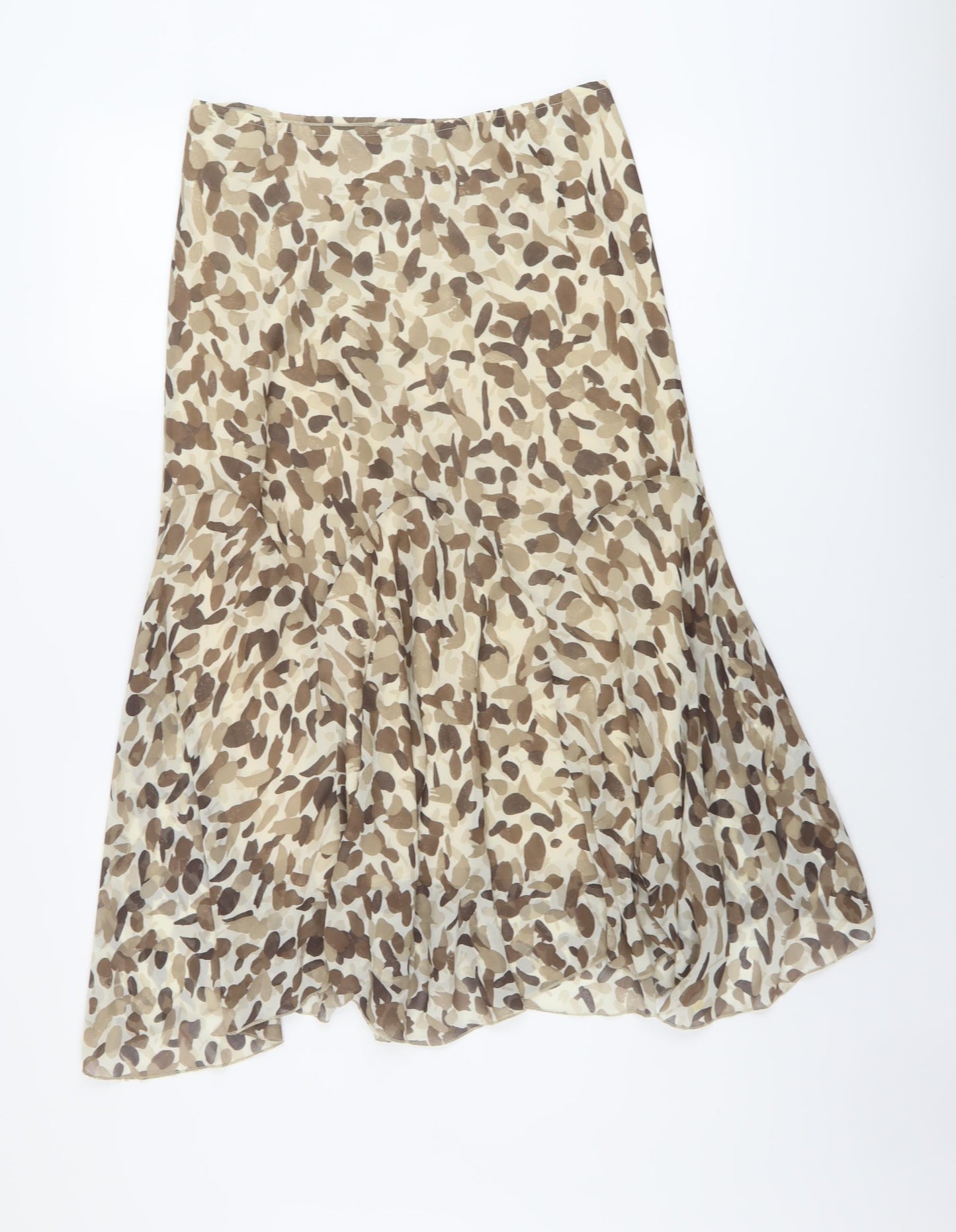 Per Una Womens Beige Geometric Polyester Flare Skirt Size 12