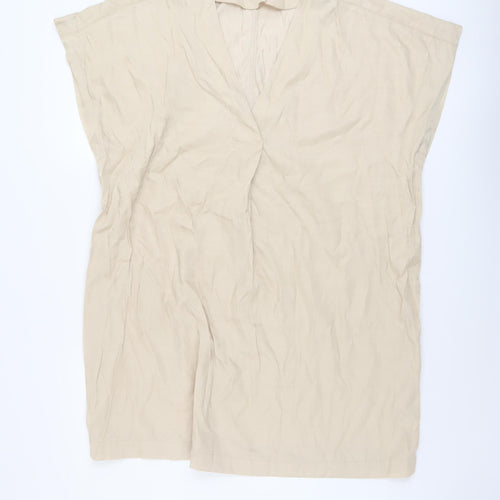 H&M Womens Beige Polyester Tunic Blouse Size XS V-Neck