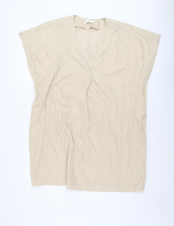 H&M Womens Beige Polyester Tunic Blouse Size XS V-Neck