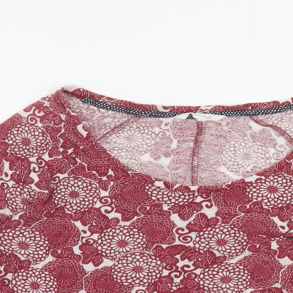 White Stuff Womens Purple Geometric Linen Basic Blouse Size 6 Round Neck