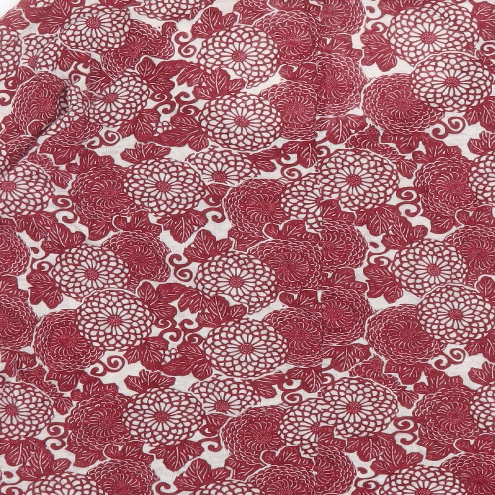 White Stuff Womens Purple Geometric Linen Basic Blouse Size 6 Round Neck