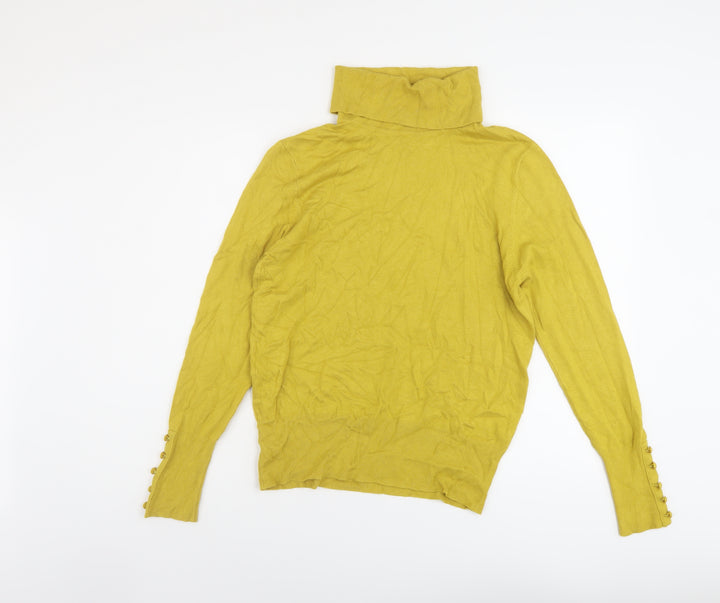 Paramour Womens Yellow Roll Neck Viscose Pullover Jumper Size M