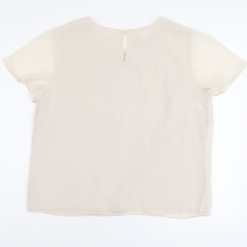 Emma Blake Womens Beige Polyester Basic Blouse Size 16 Round Neck