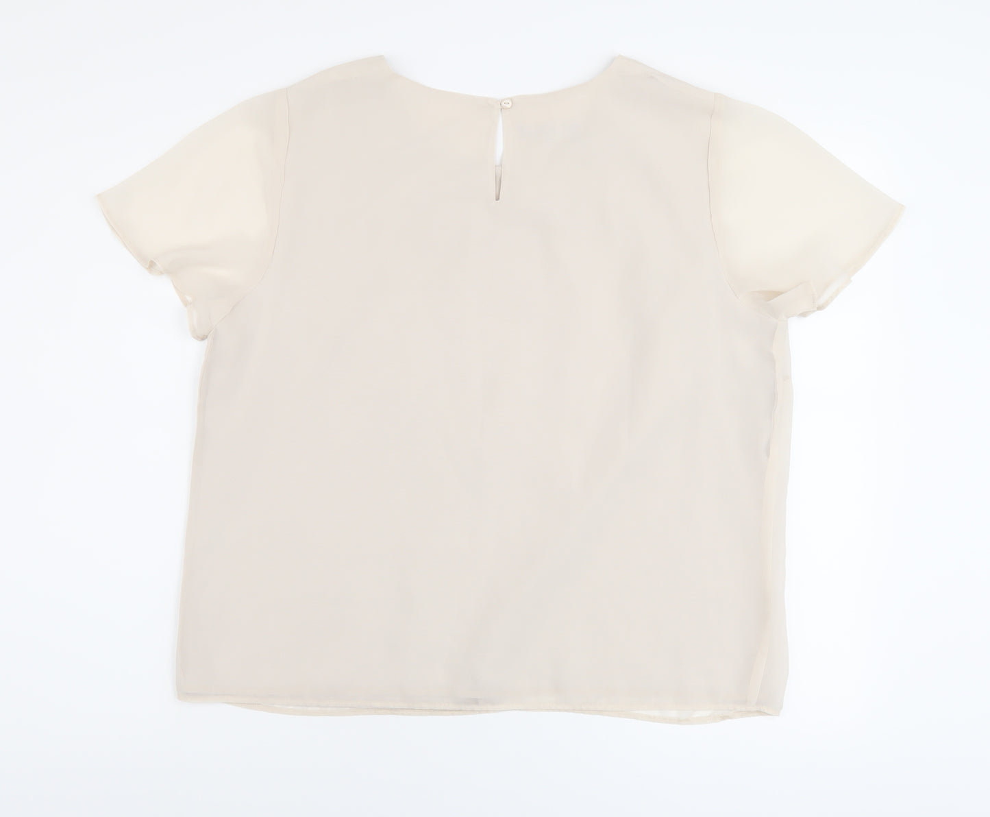 Emma Blake Womens Beige Polyester Basic Blouse Size 16 Round Neck