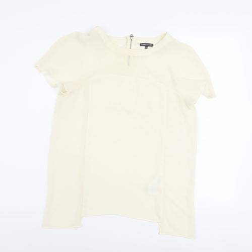 Warehouse Womens Ivory Polyester Basic Blouse Size 12 Round Neck
