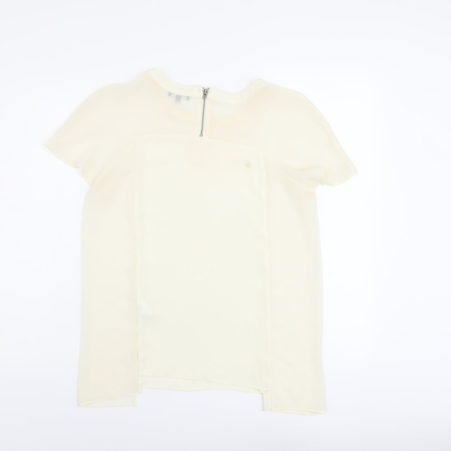 Warehouse Womens Ivory Polyester Basic Blouse Size 12 Round Neck