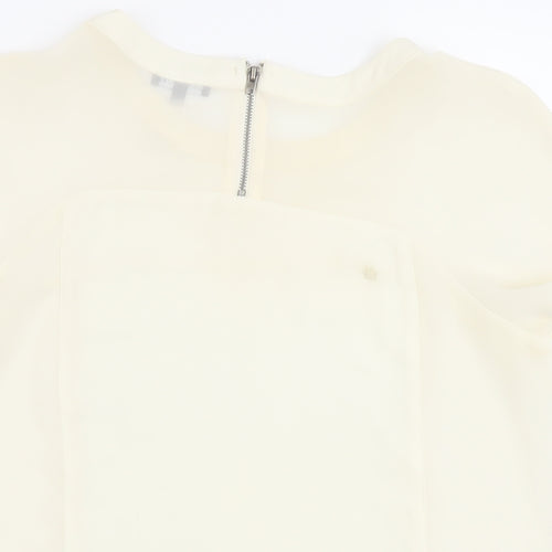 Warehouse Womens Ivory Polyester Basic Blouse Size 12 Round Neck