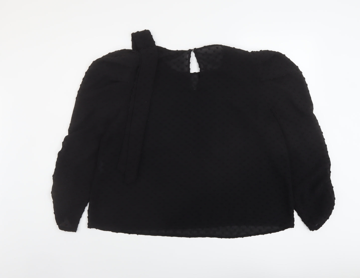 Zara Womens Black Polyester Basic Blouse Size XL Round Neck