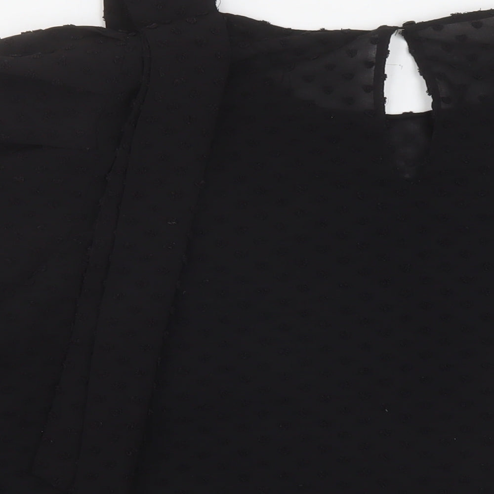 Zara Womens Black Polyester Basic Blouse Size XL Round Neck