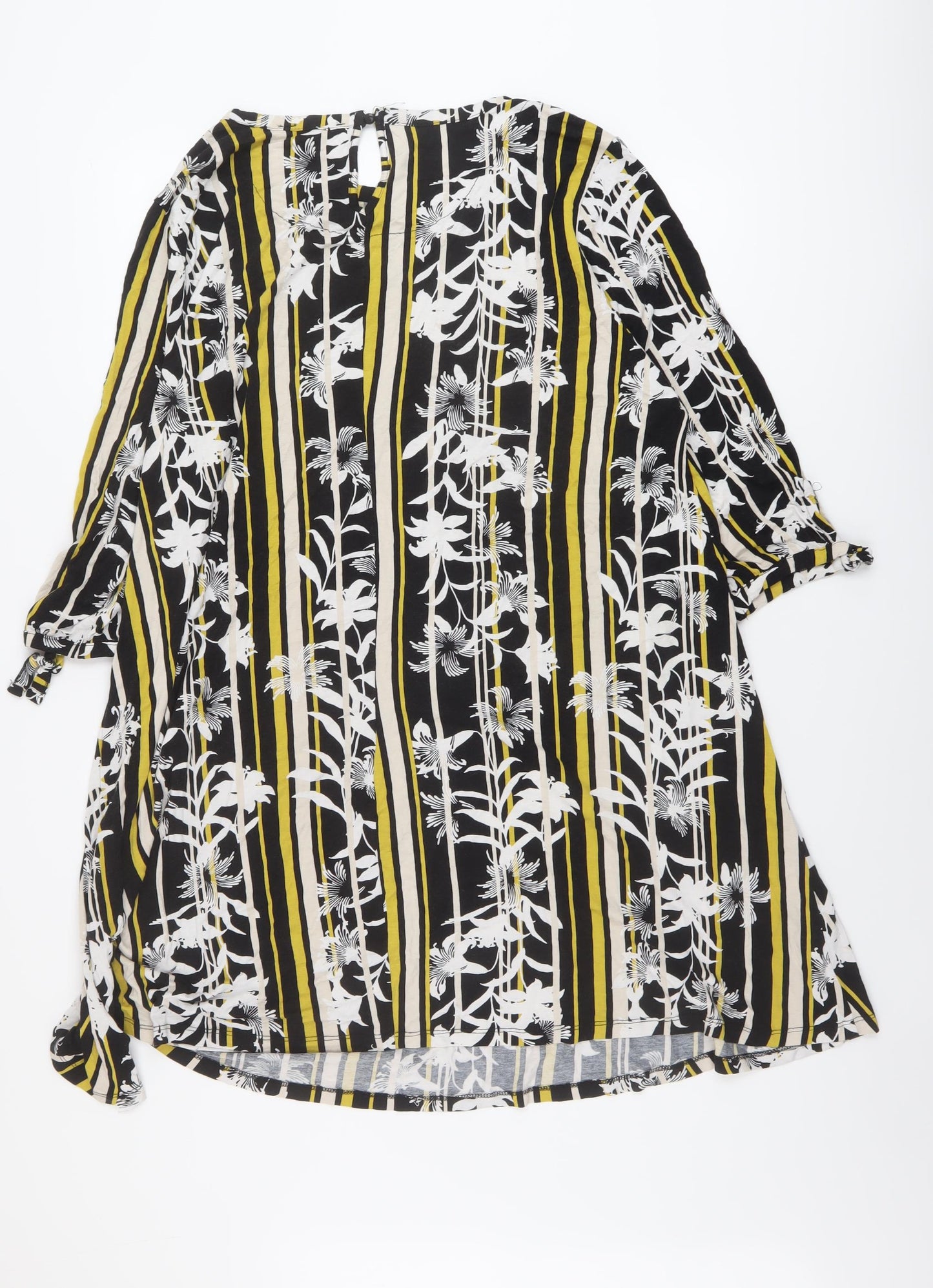 Debenhams Womens Multicoloured Geometric Viscose Tunic Blouse Size 22 Round Neck