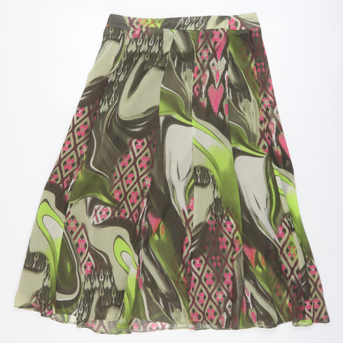 Steilmann Womens Green Geometric Polyester A-Line Skirt Size 12 Zip