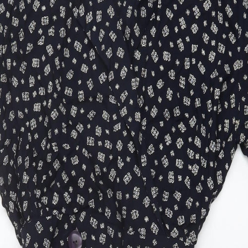 Dorothy Perkins Womens Blue Floral Viscose A-Line Size 12 V-Neck Button