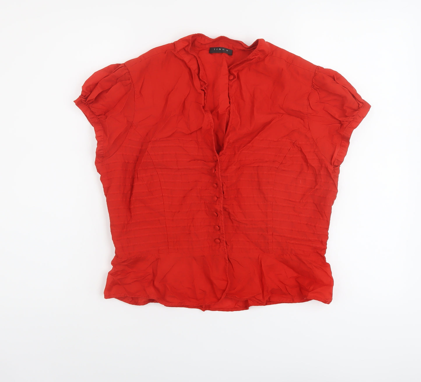 Linea Womens Red Cotton Basic Blouse Size 16 V-Neck