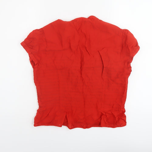 Linea Womens Red Cotton Basic Blouse Size 16 V-Neck