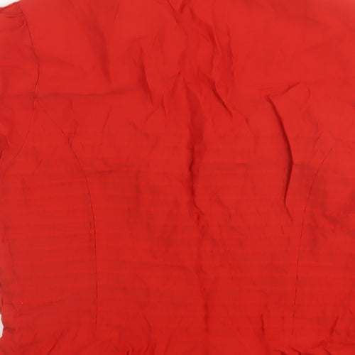 Linea Womens Red Cotton Basic Blouse Size 16 V-Neck