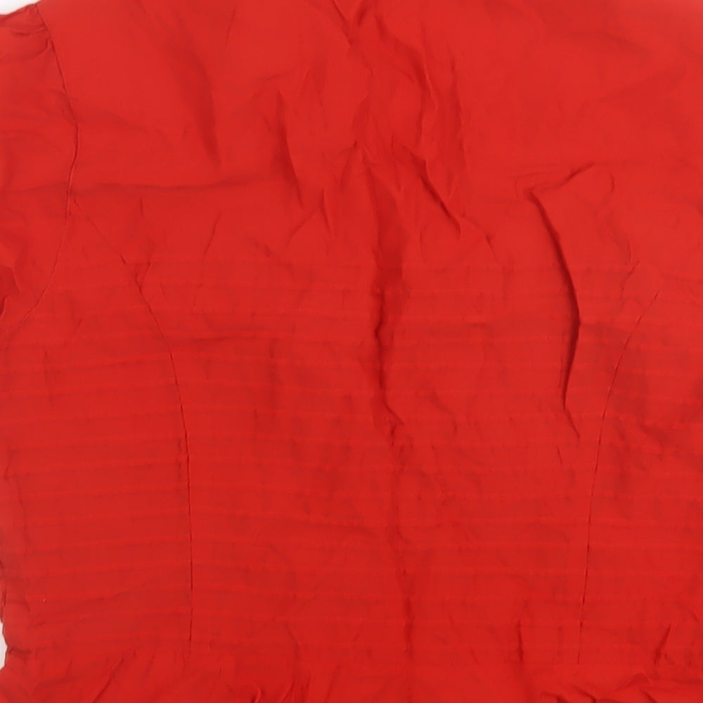 Linea Womens Red Cotton Basic Blouse Size 16 V-Neck