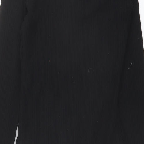Zara Womens Black Polyester Bodysuit One-Piece Size S Snap
