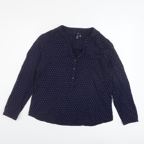 Gap Womens Black Geometric Viscose Basic Blouse Size S V-Neck