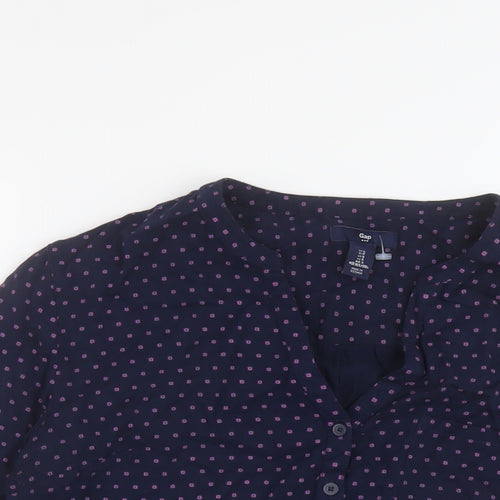Gap Womens Black Geometric Viscose Basic Blouse Size S V-Neck