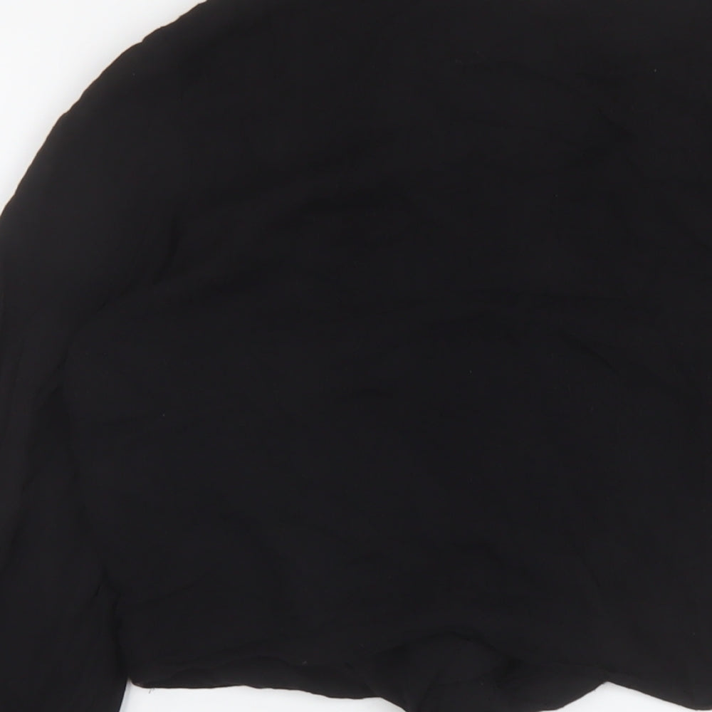 H&M Womens Black Viscose Basic Blouse Size 8 V-Neck