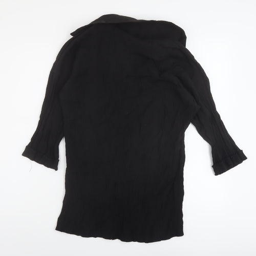 Boohoo Womens Black Viscose Basic Blouse Size 12 Collared