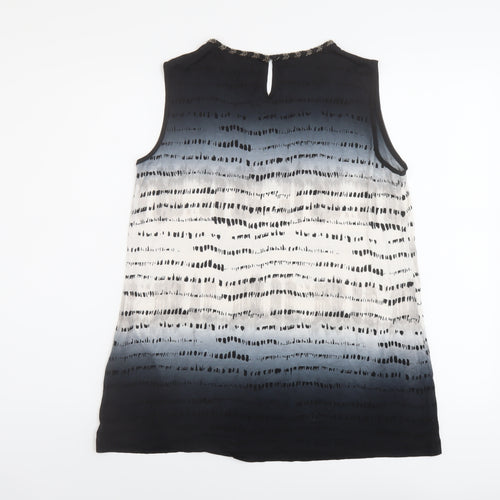 Olsen Womens Green Geometric Viscose Basic Tank Size 14 Round Neck