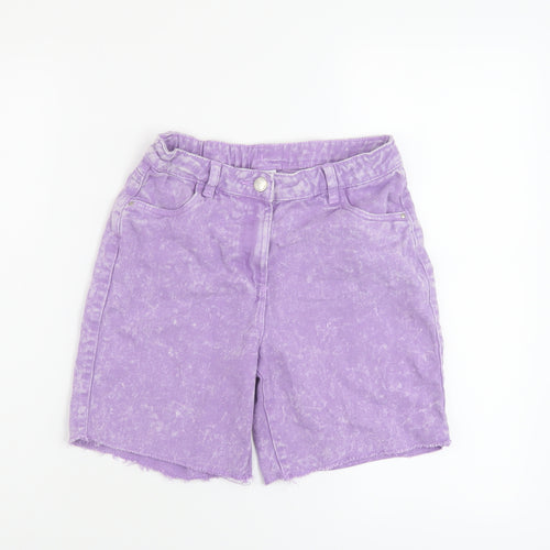 NEXT Girls Purple Cotton Bermuda Shorts Size 10 Years Regular Zip