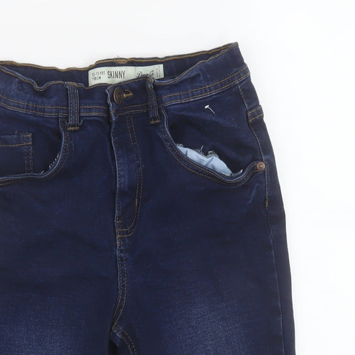 Denim & Co. Boys Blue Cotton Bermuda Shorts Size 12-13 Years Regular Drawstring
