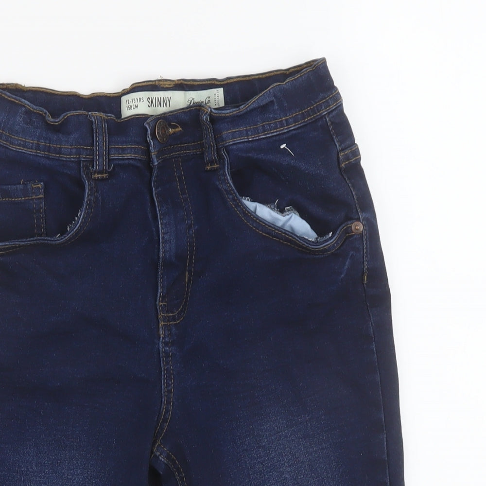 Denim & Co. Boys Blue Cotton Bermuda Shorts Size 12-13 Years Regular Drawstring