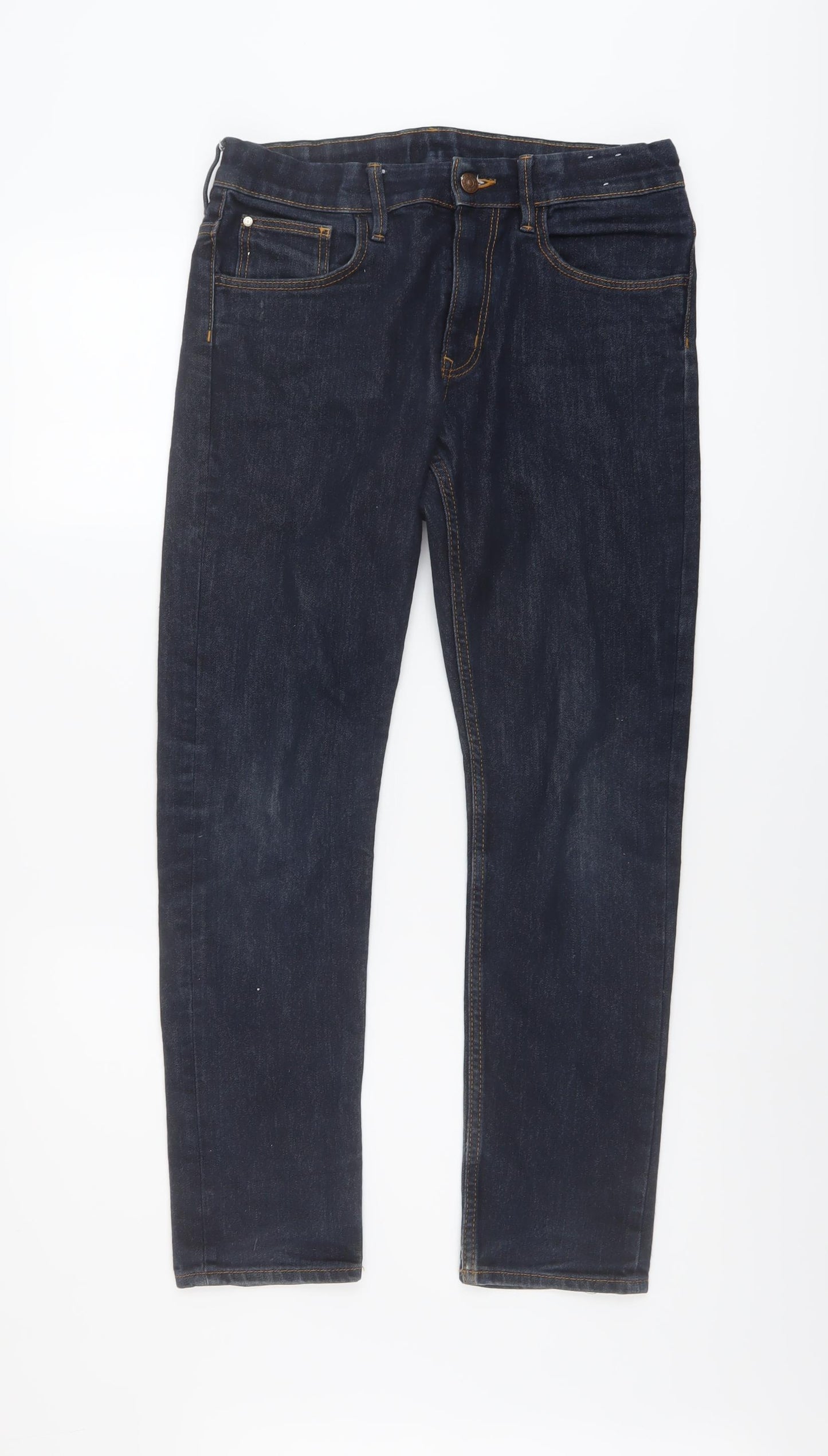 H&M Boys Blue Cotton Straight Jeans Size 12-13 Years Regular Button