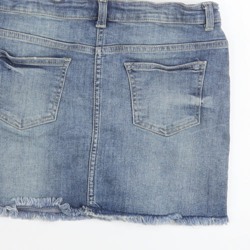 NEXT Girls Blue Cotton Mini Skirt Size 12 Years Regular Button
