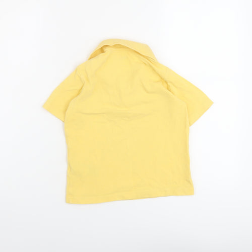 Marks and Spencer Boys Yellow Cotton Basic Polo Size 6-7 Years Collared Button