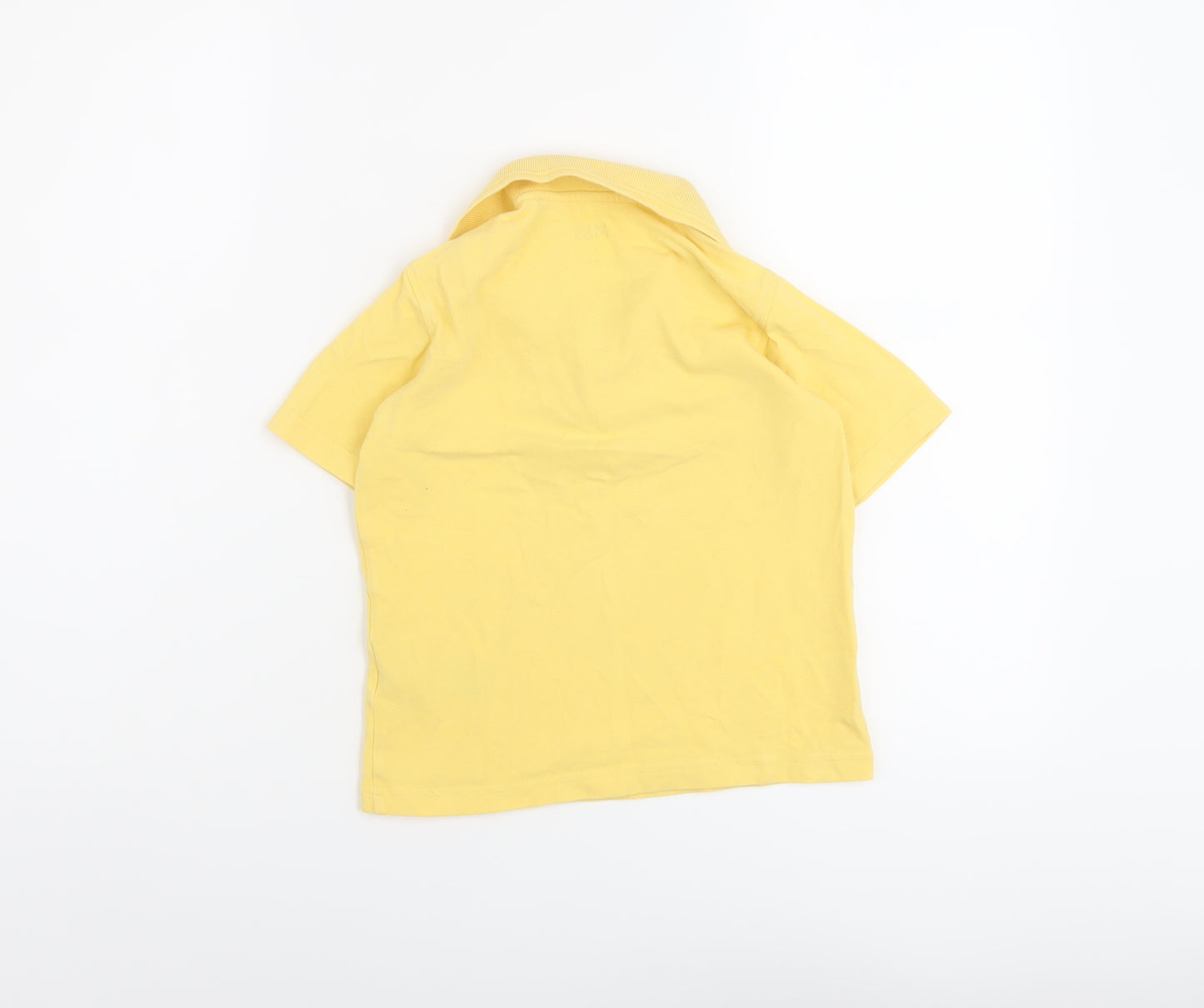 Marks and Spencer Boys Yellow Cotton Basic Polo Size 6-7 Years Collared Button