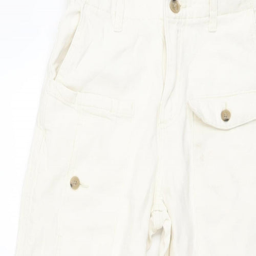 Zara Girls Ivory Cotton Wide-Leg Jeans Size 13-14 Years Regular Button