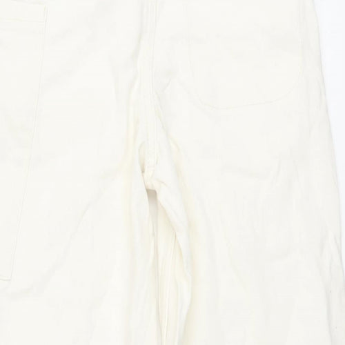 Zara Girls Ivory Cotton Wide-Leg Jeans Size 13-14 Years Regular Button