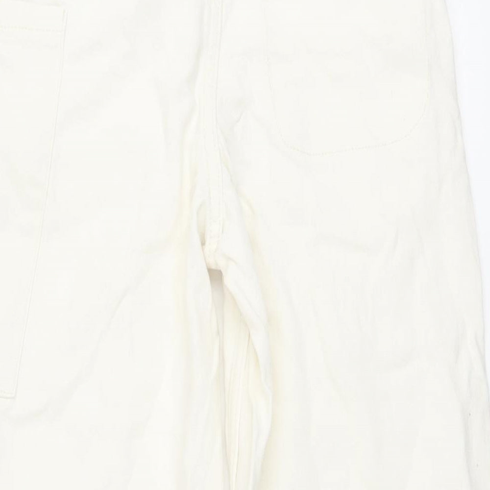 Zara Girls Ivory Cotton Wide-Leg Jeans Size 13-14 Years Regular Button