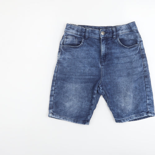 Marks and Spencer Boys Blue Cotton Bermuda Shorts Size 11-12 Years Regular Drawstring