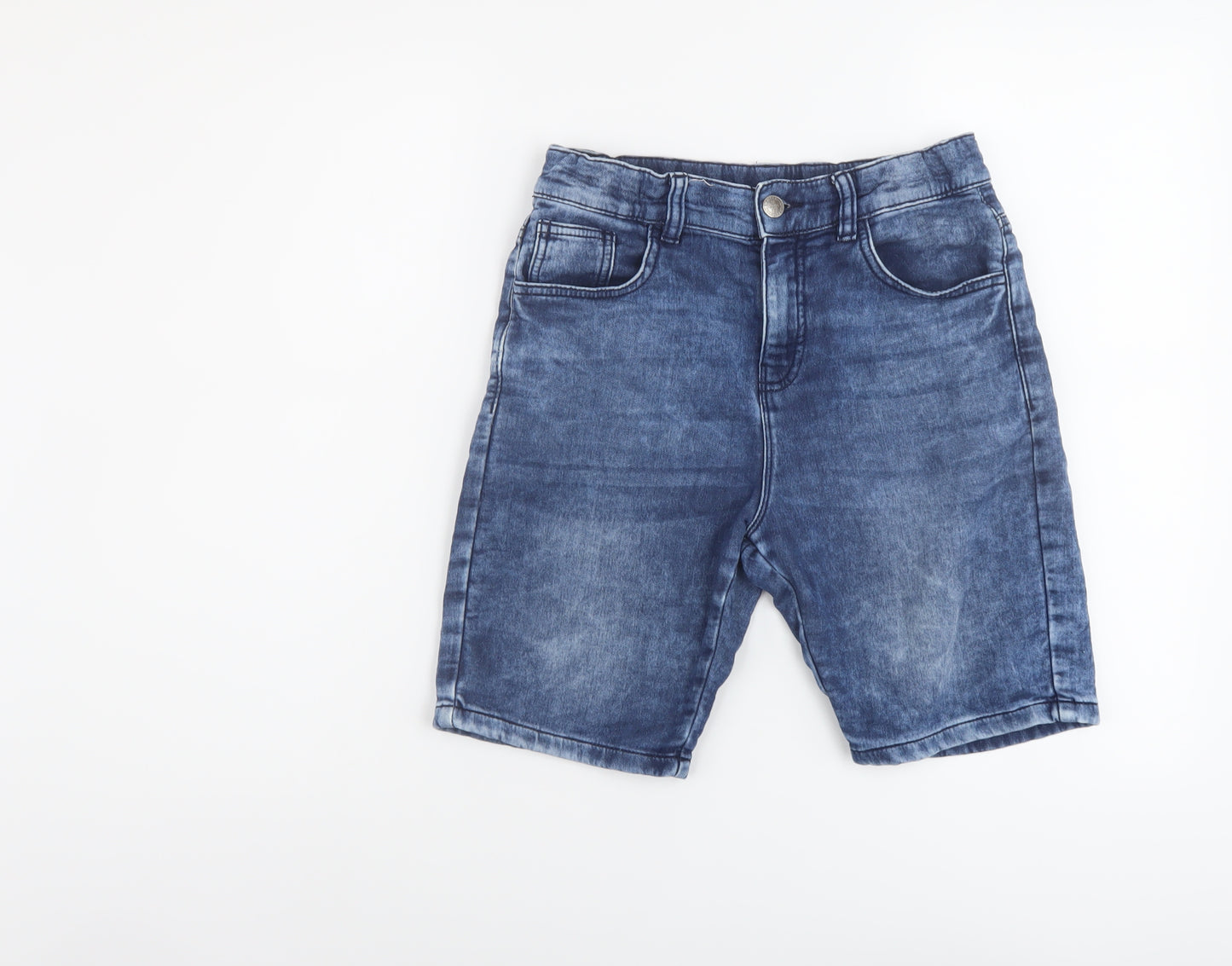 Marks and Spencer Boys Blue Cotton Bermuda Shorts Size 11-12 Years Regular Drawstring