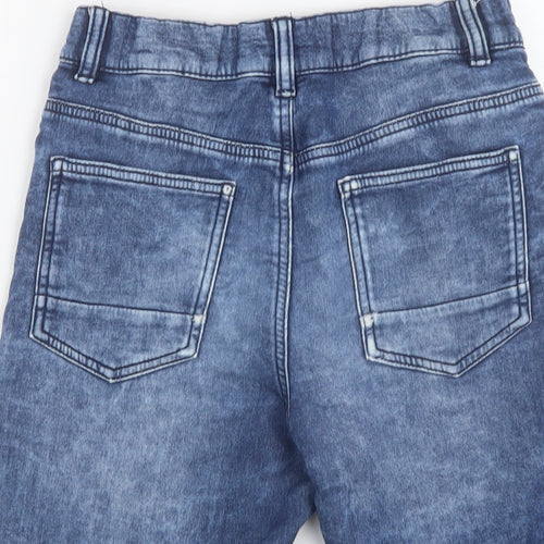 Marks and Spencer Boys Blue Cotton Bermuda Shorts Size 11-12 Years Regular Drawstring