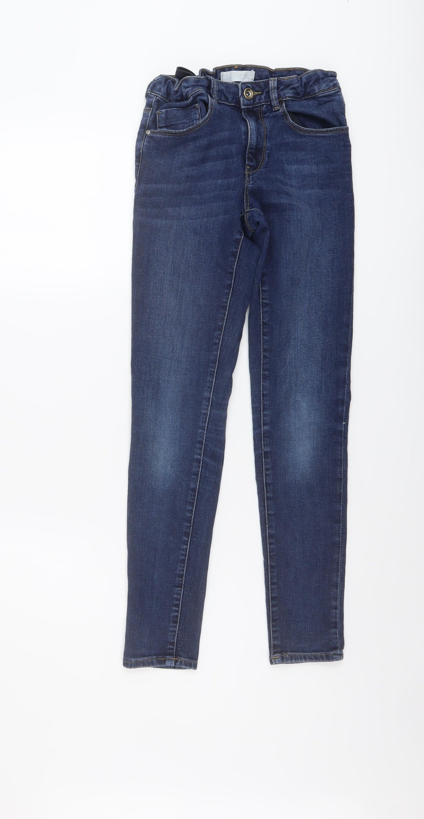 Zara Boys Blue Cotton Skinny Jeans Size 11-12 Years Regular Button