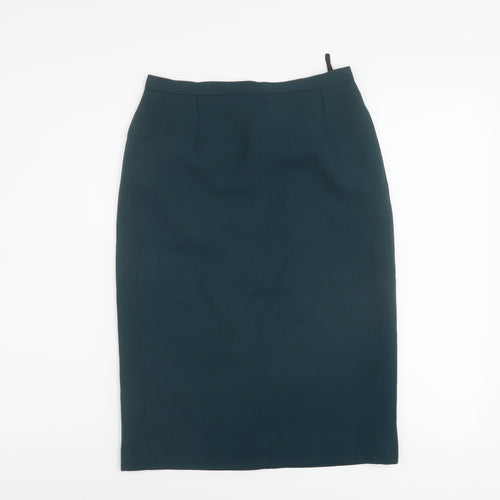 Premium Collection Womens Green Wool A-Line Skirt Size 26 in Zip