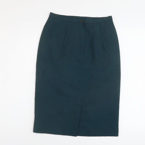 Premium Collection Womens Green Wool A-Line Skirt Size 26 in Zip